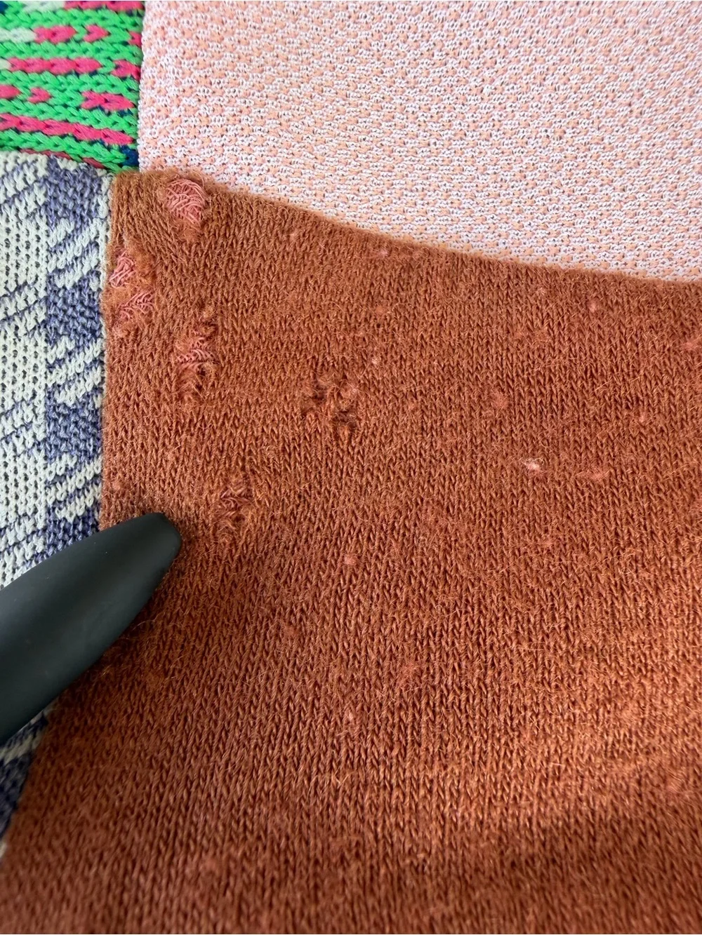 Vintage Double Knit Polyester Patchwork Scrap Quilt Bright Colorful 45x66